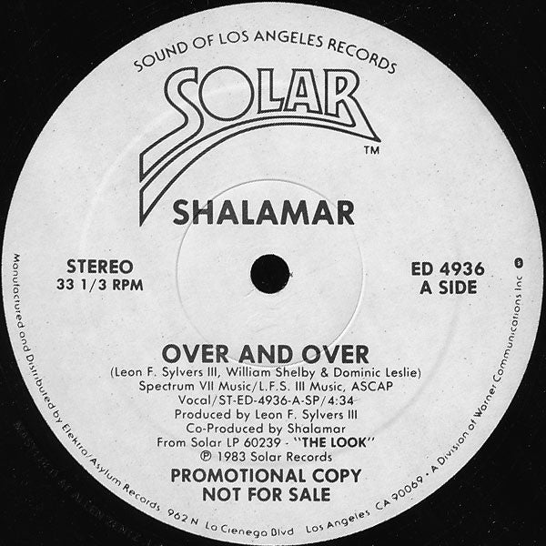Shalamar : Over And Over (12", Single, Promo)