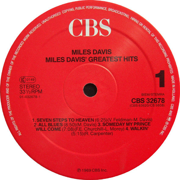 Miles Davis : Miles Davis' Greatest Hits (LP, Comp, RE)