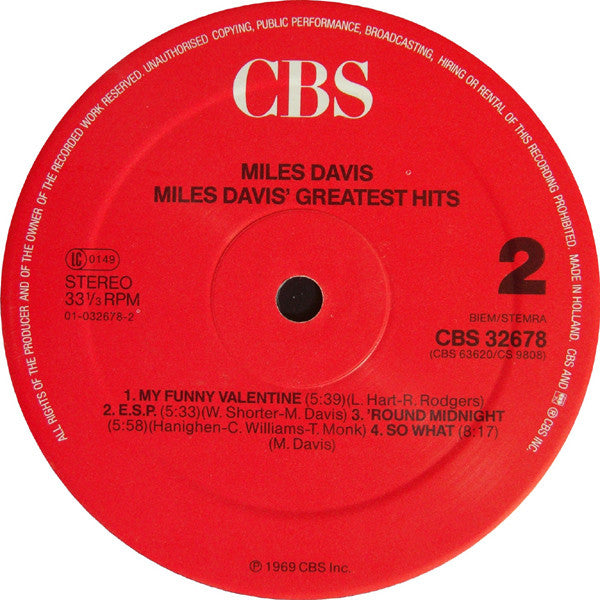 Miles Davis : Miles Davis' Greatest Hits (LP, Comp, RE)