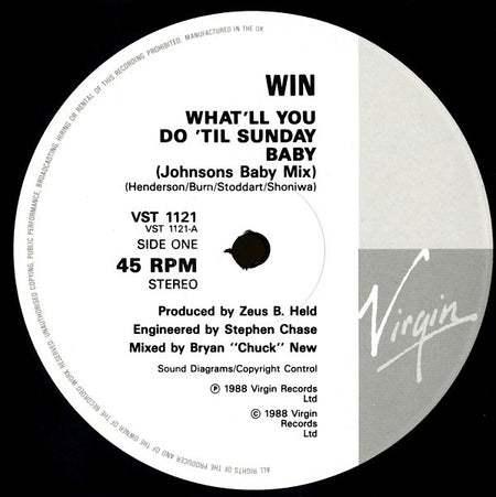 Win : What'll You Do 'Til Sunday Baby (Johnson's Baby Mix) (12")