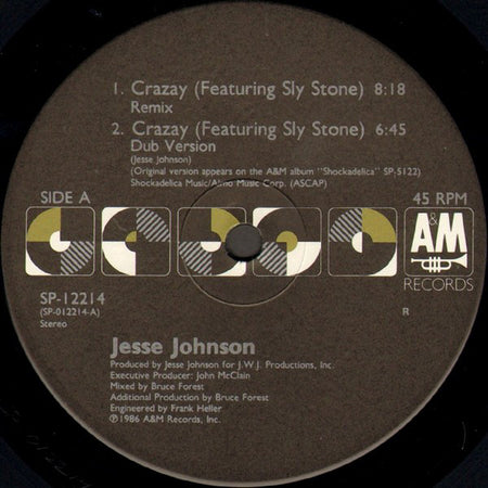Jesse Johnson Featuring Sly Stone : Crazay (Remix) (12", Single)