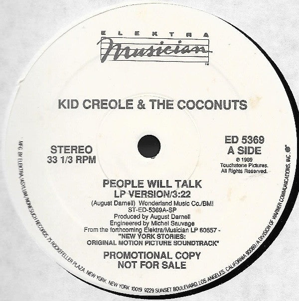 Kid Creole And The Coconuts : People Will Talk (12", Promo)