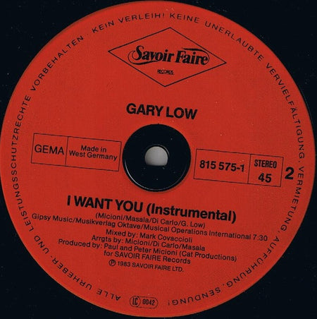 Gary Low : I Want You (12", Maxi)
