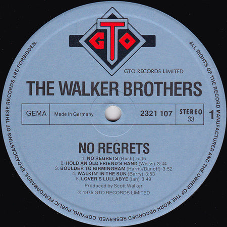 The Walker Brothers : No Regrets (LP, Album)