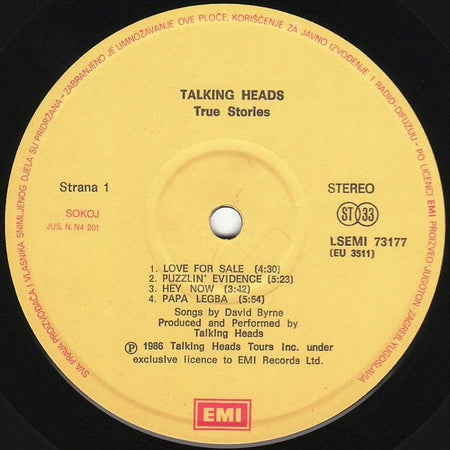 Talking Heads : True Stories (LP, Album)