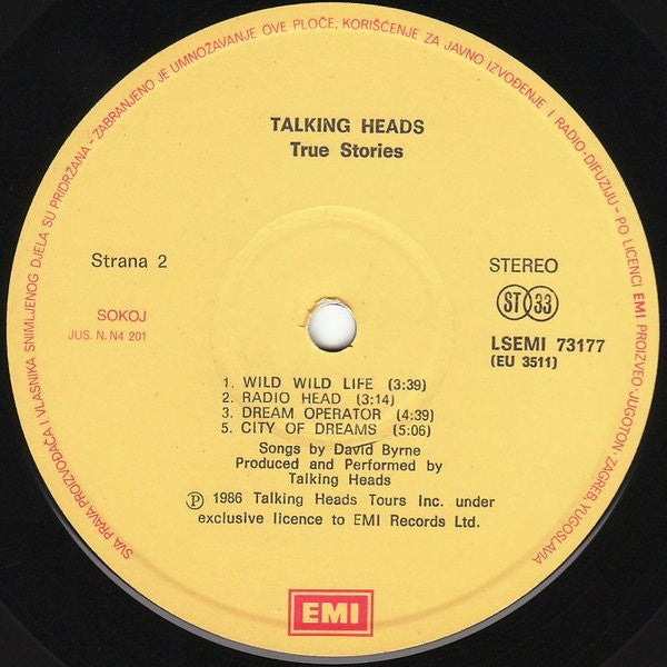 Talking Heads : True Stories (LP, Album)