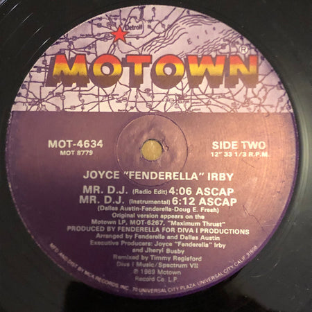 Joyce "Fenderella" Irby : Mr. D.J. (12", Single, Glo)
