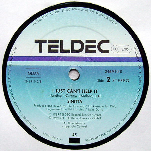 Sinitta : Right Back Where We Started From (12")
