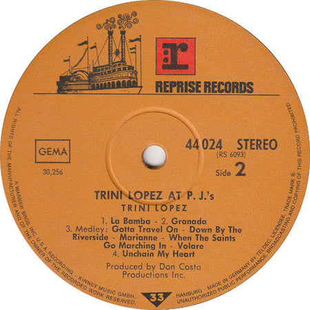 Trini Lopez : Trini Lopez At PJ's (LP, Album, RE)