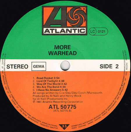More (4) : Warhead (LP, Album)