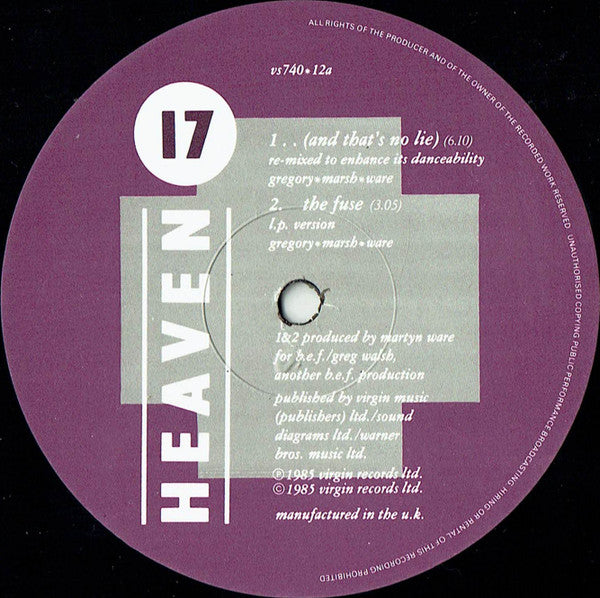 Heaven 17 : ..(And That's No Lie) (12", Single, 1/5)