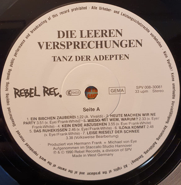 Die Leeren Versprechungen : Tanz Der Adepten (LP, Album)