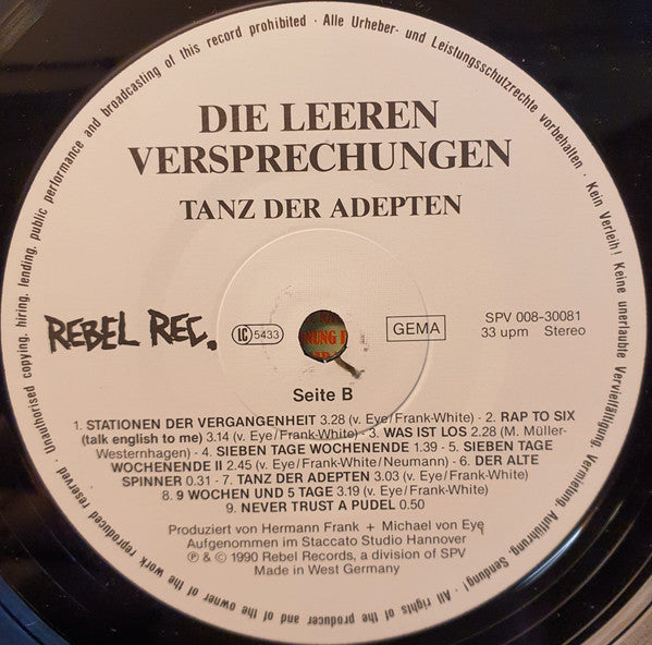 Die Leeren Versprechungen : Tanz Der Adepten (LP, Album)