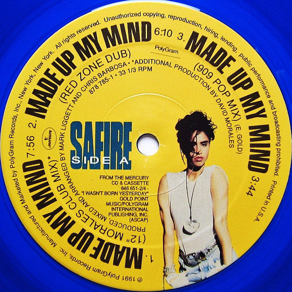 Safire : Made Up My Mind (12", Ltd, Blu)