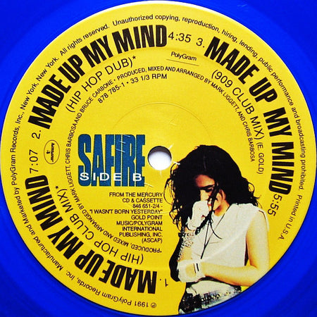 Safire : Made Up My Mind (12", Ltd, Blu)
