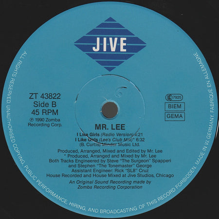 Mr. Lee : I Like Girls (12", Maxi)