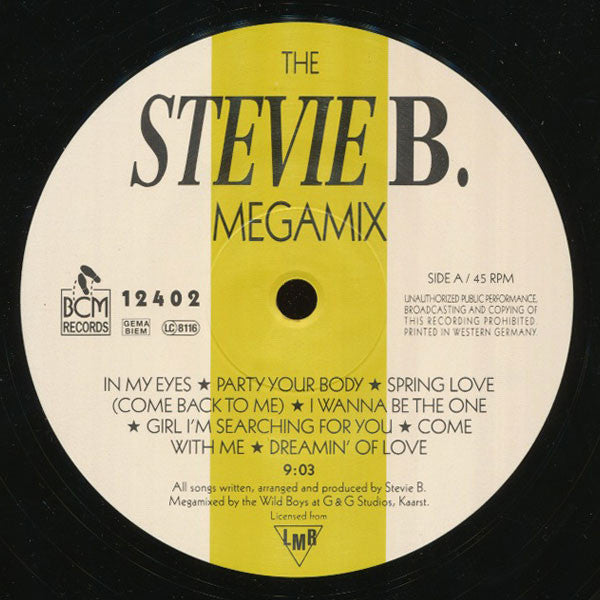 Stevie B : The Stevie B. Megamix (12", Maxi)