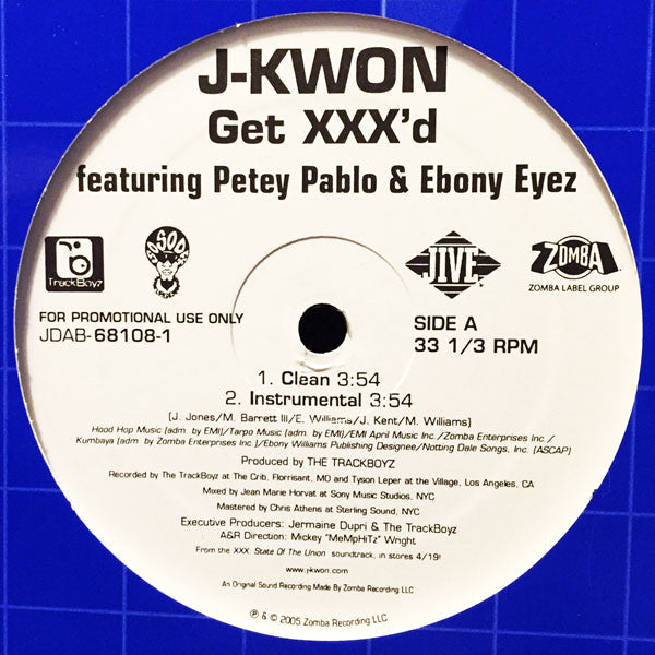 J-Kwon Featuring Petey Pablo & Ebony Eyez : Get XXX'd (12", Promo)