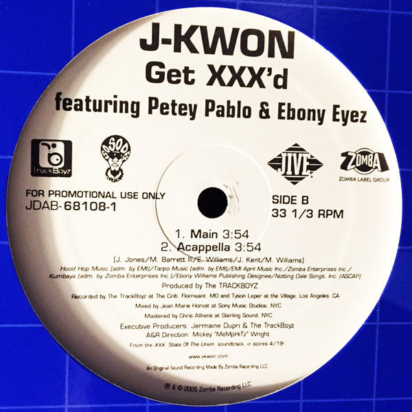J-Kwon Featuring Petey Pablo & Ebony Eyez : Get XXX'd (12", Promo)