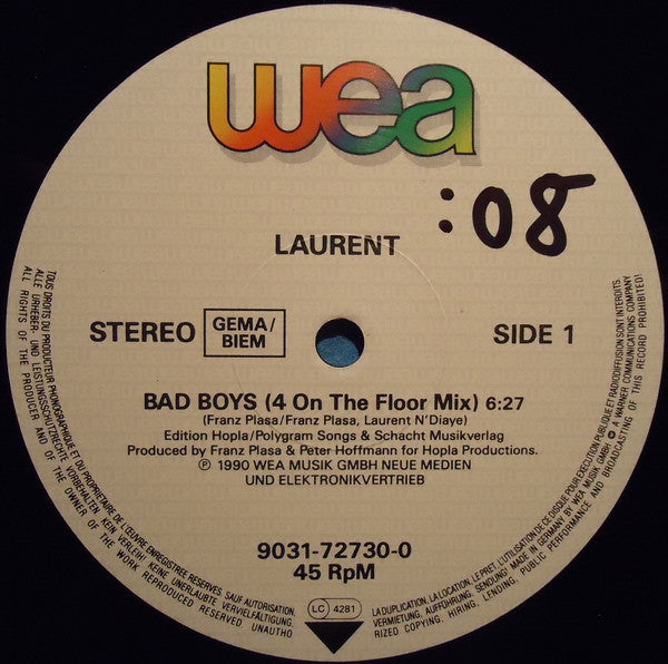 Laurent N'Diaye : Bad Boys (12")