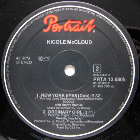 Nicole J McCloud With Timmy Thomas : New York Eyes (Remix) (12", Maxi)