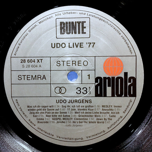 Udo Jürgens : Udo Live 77 (2xLP, Album)