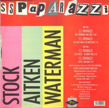 Stock, Aitken & Waterman : S.S. Paparazzi (12")