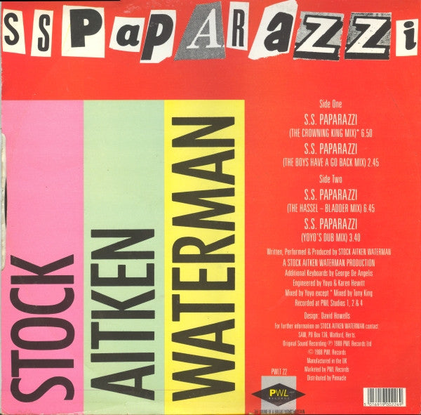 Stock, Aitken & Waterman : S.S. Paparazzi (12")