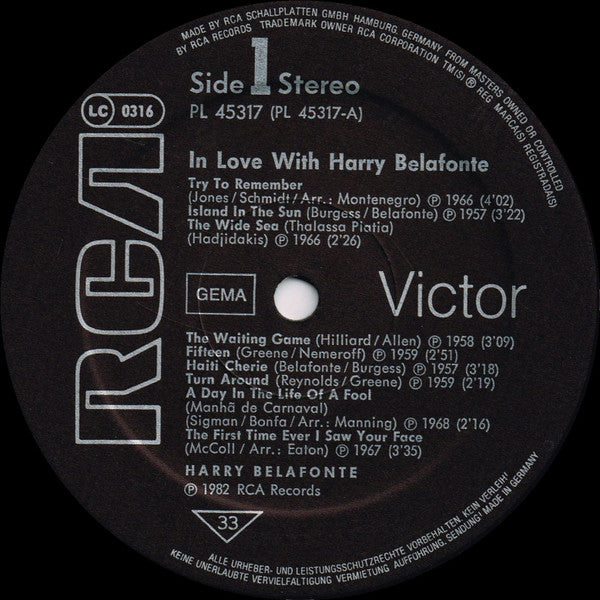 Harry Belafonte : In Love With Harry Belafonte (LP, Comp)