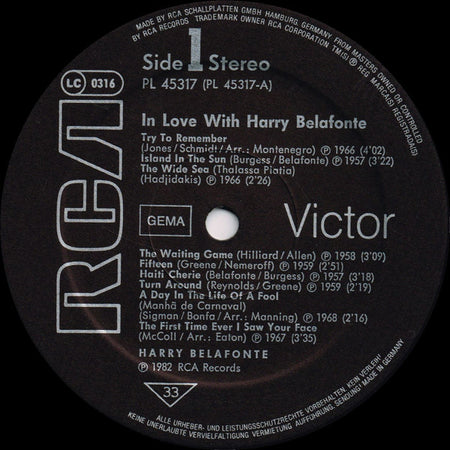 Harry Belafonte : In Love With Harry Belafonte (LP, Comp)