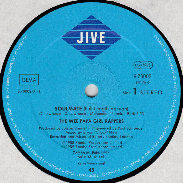 Wee Papa Girl Rappers : Soulmate (12", Single)