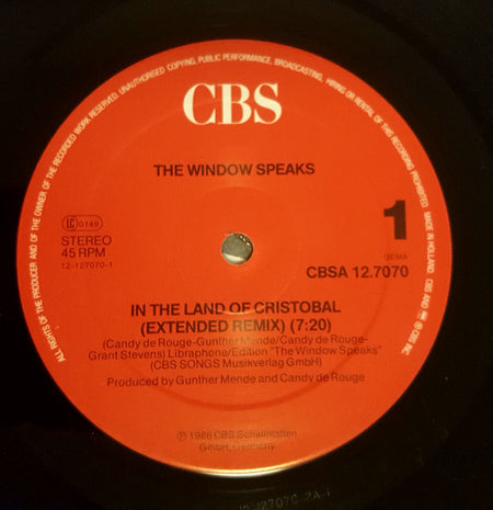 The Window Speaks : In The Land Of Christobal (Extended Remix) (12", Maxi)