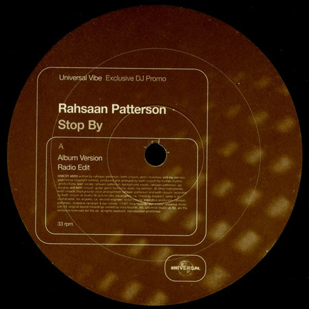 Rahsaan Patterson : Stop By (12", Promo)