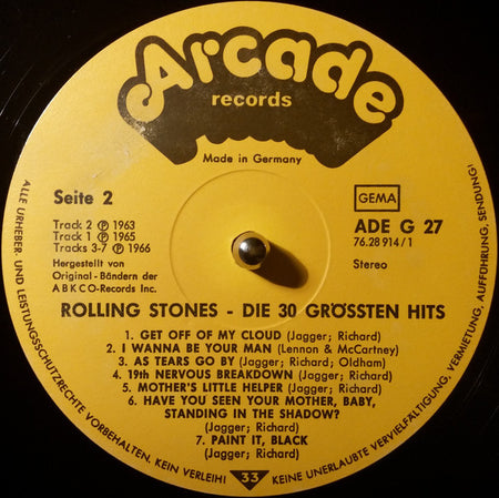 The Rolling Stones : Die 30 Größten Hits In Originalaufnahmen (2xLP, Comp, Mono, Gat)