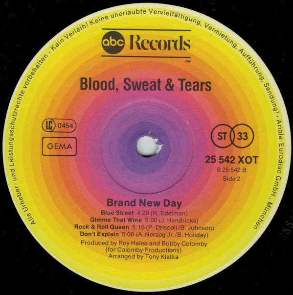 Blood Sweat And Tears* Featuring David Clayton-Thomas : Brand New Day (LP, Album)