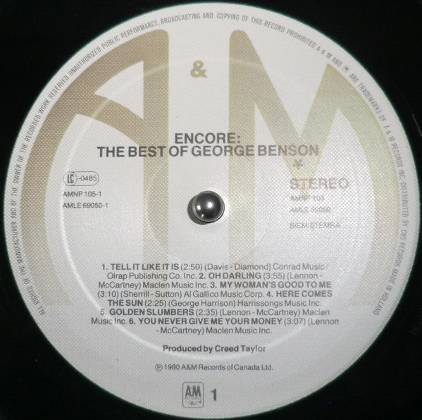 George Benson : Encore: The Best Of George Benson (LP, Comp, RE)