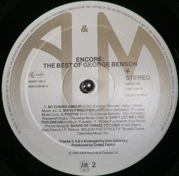 George Benson : Encore: The Best Of George Benson (LP, Comp, RE)