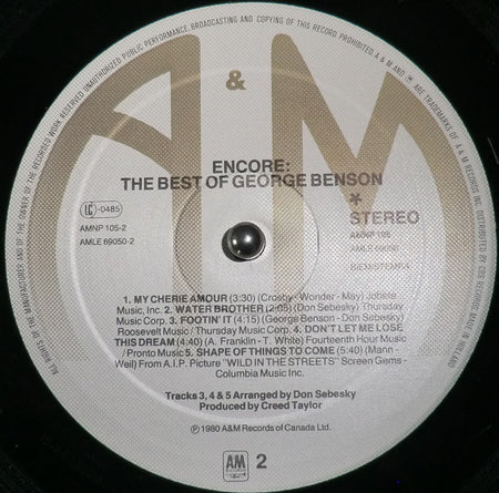 George Benson : Encore: The Best Of George Benson (LP, Comp, RE)