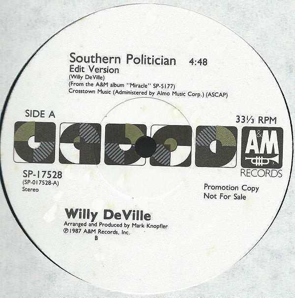 Willy DeVille : Southern Politician (12", Single, Promo)