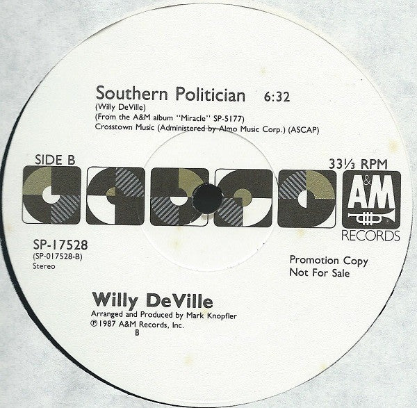 Willy DeVille : Southern Politician (12", Single, Promo)