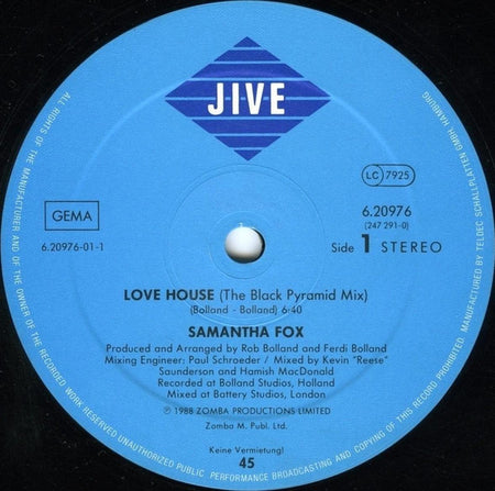 Samantha Fox : Love House (12", Maxi)