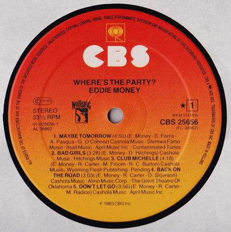 Eddie Money : Where's The Party? (LP, Album)