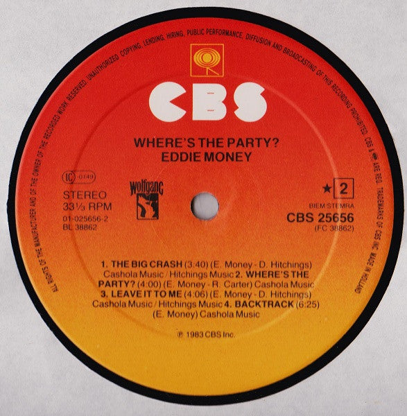 Eddie Money : Where's The Party? (LP, Album)