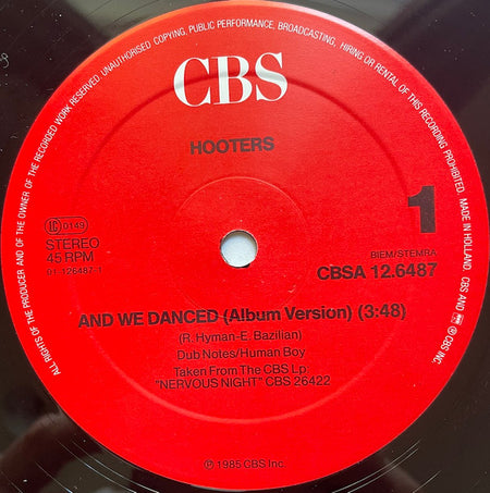 The Hooters : And We Danced (Album Version) (12", Maxi)