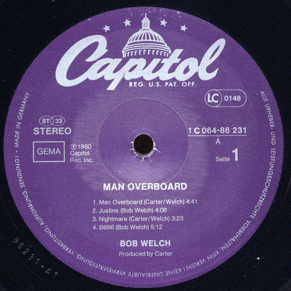 Bob Welch : Man Overboard (LP, Album)