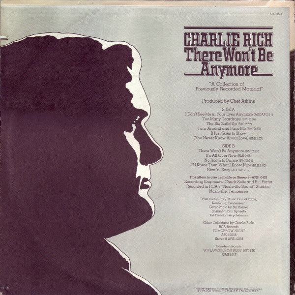 Charlie Rich : There Won't Be Anymore (LP, Comp, Ind)