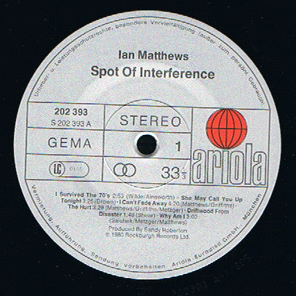 Ian Matthews* : Spot Of Interference (LP, Album)