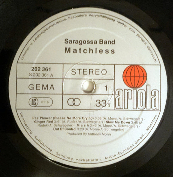 Saragossa Band : Matchless (LP, Album, Gat)