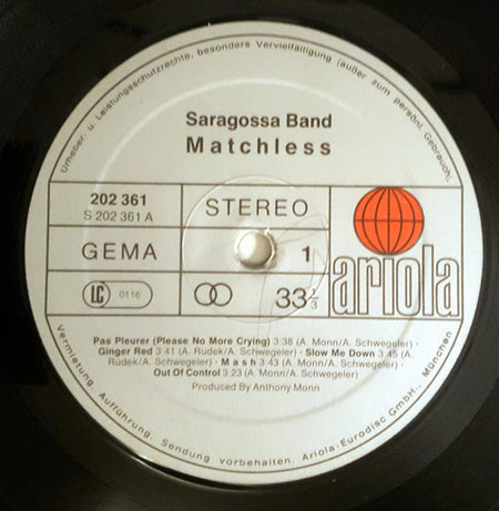 Saragossa Band : Matchless (LP, Album, Gat)