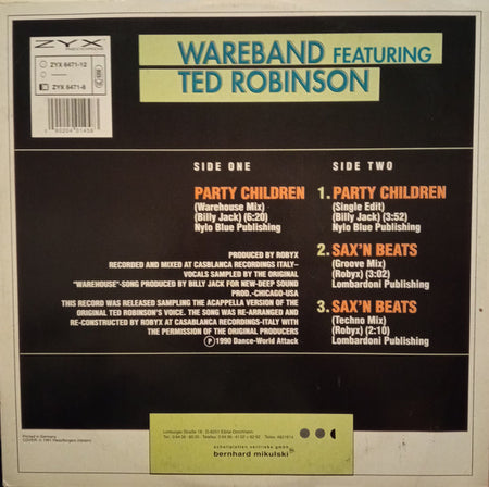 Wareband Featuring Tad Robinson : Party Children (12", Pic)